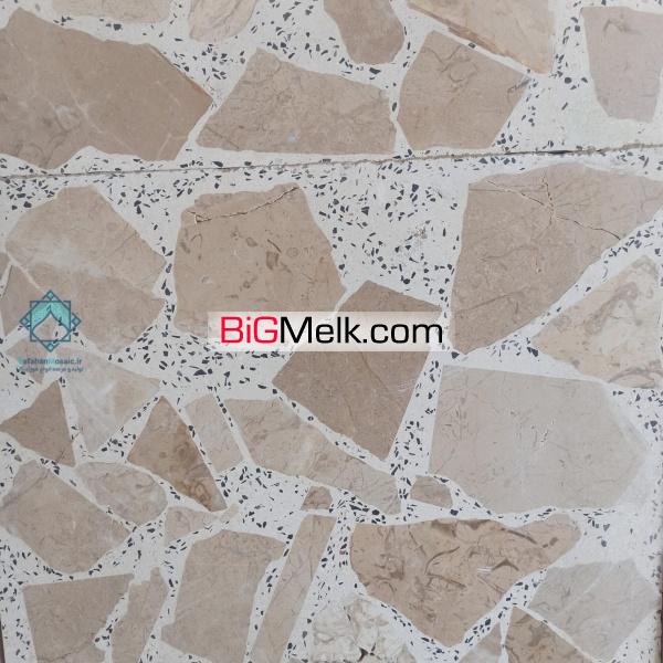 موزاییک لاشه پر طاووسی زمینه سفید و سنگ ریز مشکی